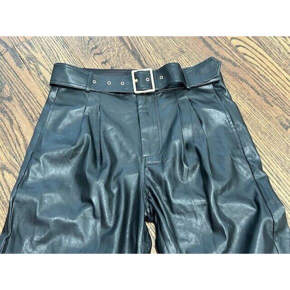 Generation Love Genesis Soft Vegan Leather Wide Leg Trouser Pants Black Size 4 - Picture 6 of 12